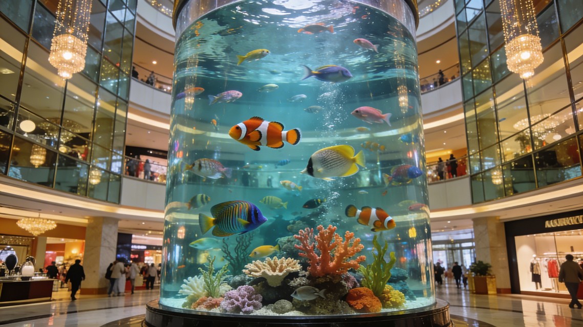 商場大堂大型形象觀賞魚缸工程案例