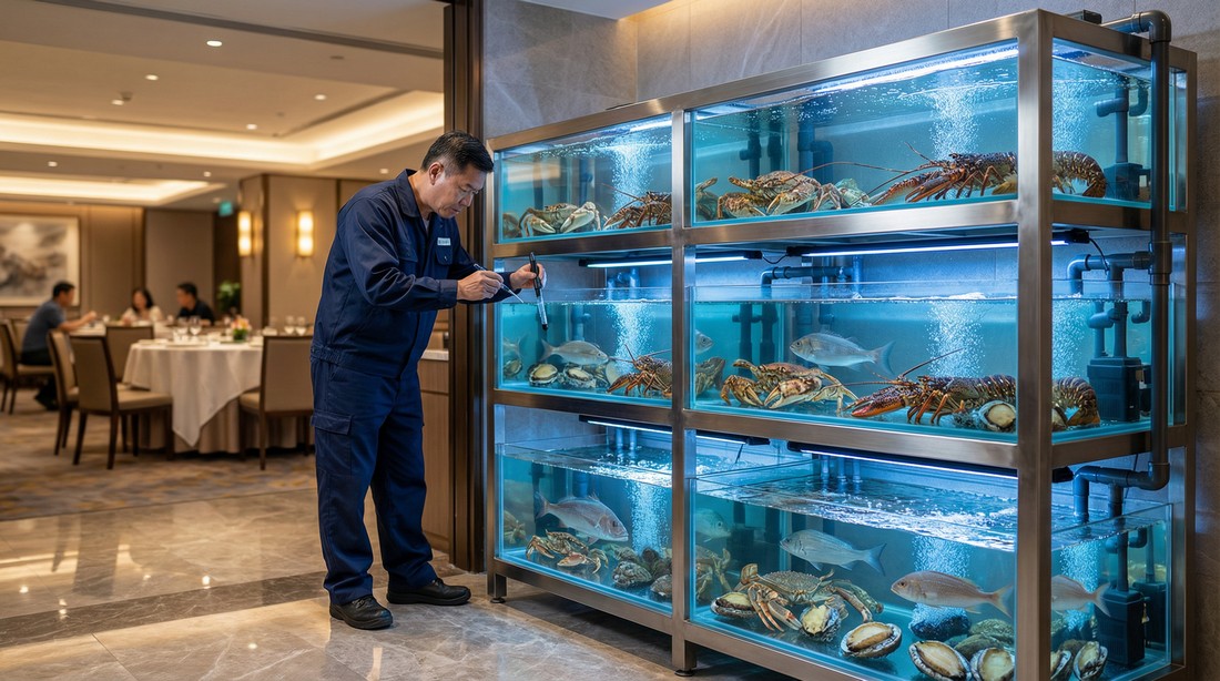 酒樓大型海鮮魚缸工程 - 多層海鮮展示缸